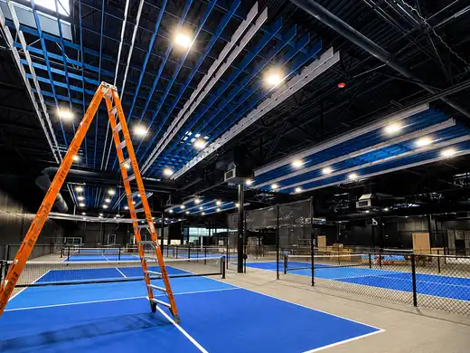 Indoor courts during finish-out